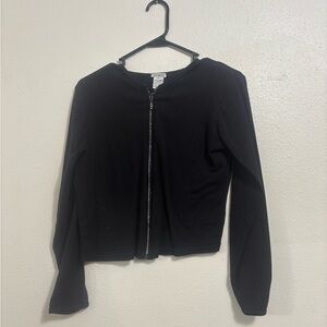 Black Zip-Up Long Sleeve Top